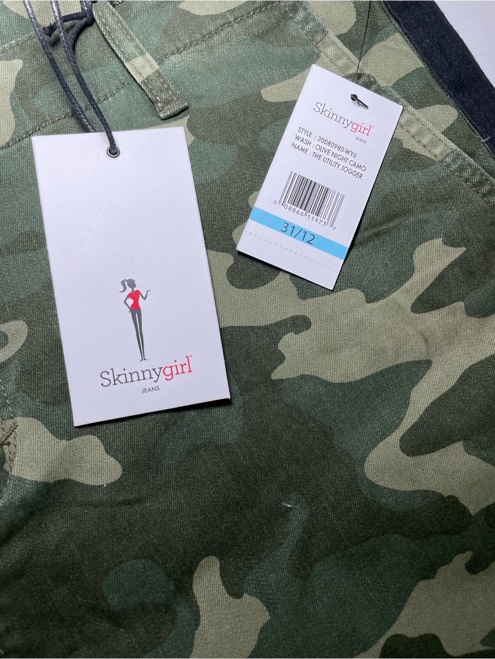 Skinnygirl Utility Jogger Camo Pants NWT Size 31/12 Side Stripe Trendy - Picture 4 of 11